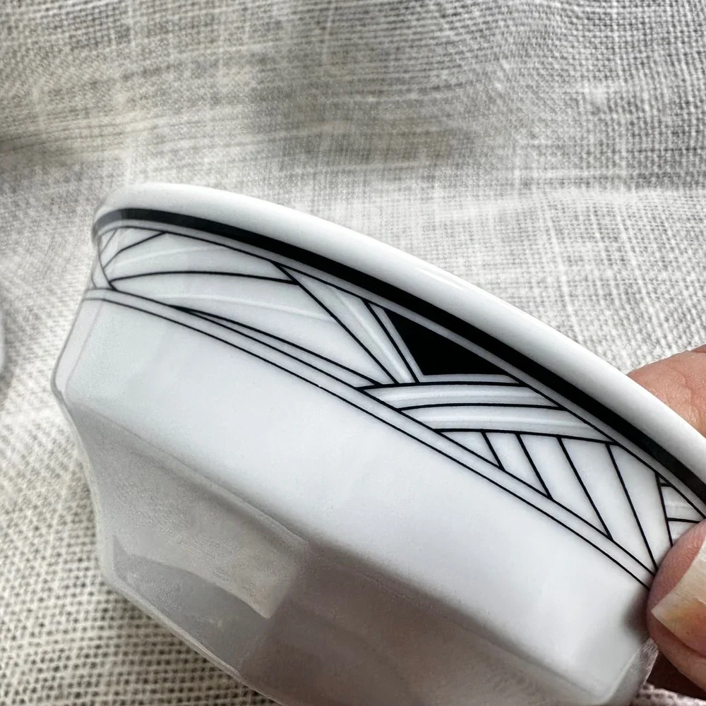 Studio Nova Synthesis Y0031 Black‎ White Geometric Fruit Bowls Set of 2 Thailand
